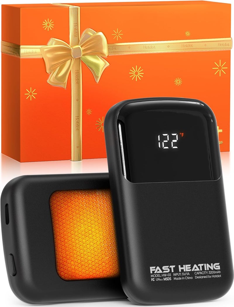 Hotdot Hand Warmers Rechargeable 2 Pack, 3 Heat Levels (104–121°F), Real-Time Temp & Battery Display, Electric Hand Warmers, Fast Heating, Fits in Gloves/Pocket, Gifts for Women & Men - Image 1